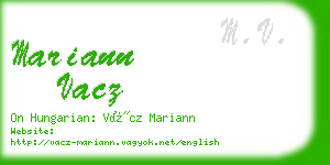 mariann vacz business card